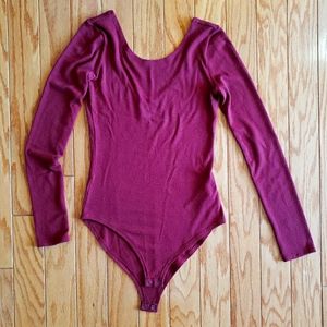 Forever 21 Maroon Long-Sleeve Bodysuit